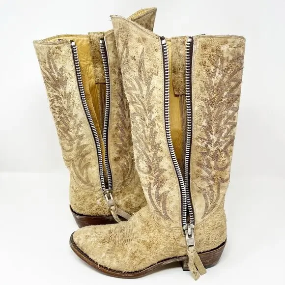 Old Gringo Suede Distressed Western Cowboy Boots Tan Size 7.5 B - Picture 10 of 15